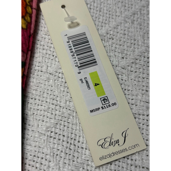 NWT Eliza J Retro Style Bold Multi-color Floral Lace Trim Mini Shift Dress SZ 4 - Picture 6 of 12